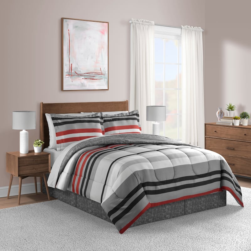 Lanwood Home Xavier Stripe 8-Piece Comforter Set