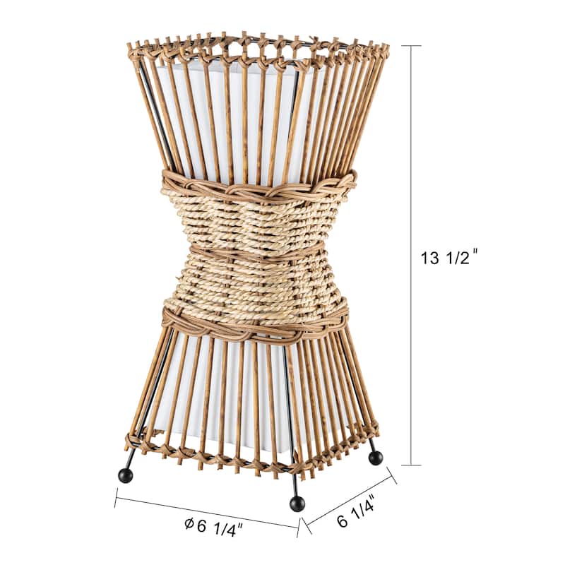 C Cattleya Bamboo and Rattan Table Lamp with White Fabric Shade