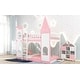 preview thumbnail 15 of 13, Roomfitters Twin Over Twin Castle Bunk Bed with Ladder, Sturdy Wooden Frame, Stylish and Fun Design for Bedroom, Pink