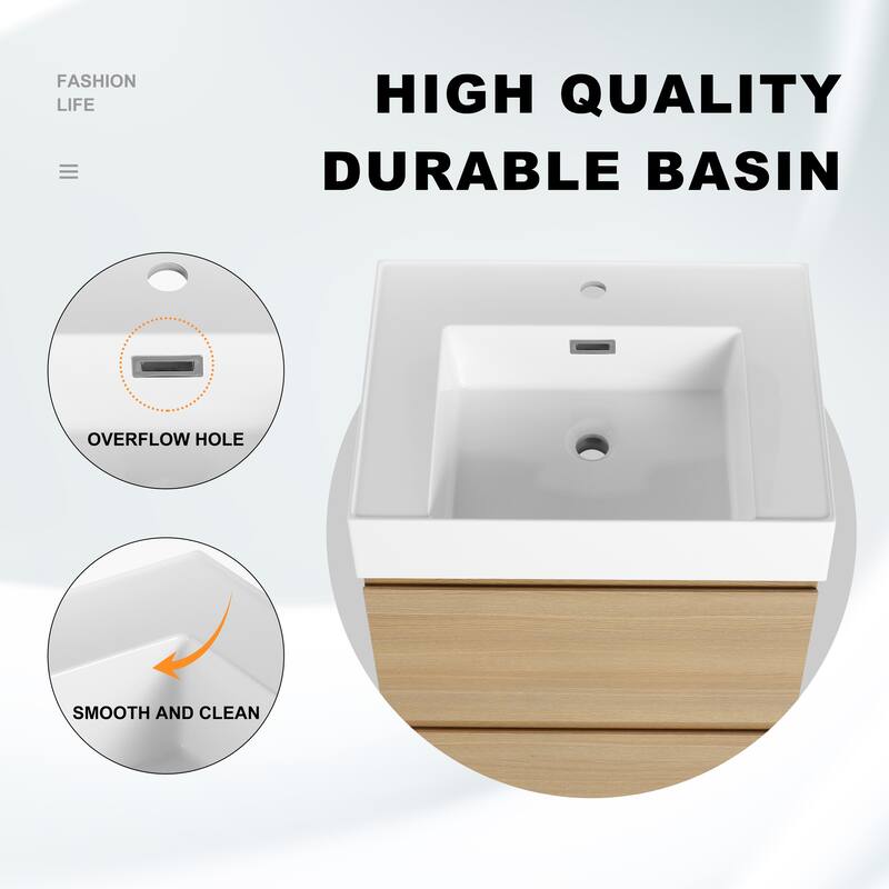 BNK 24/30 inch Freestanding Single Sink Bathroom Vanity with 2 Soft Close Drawers