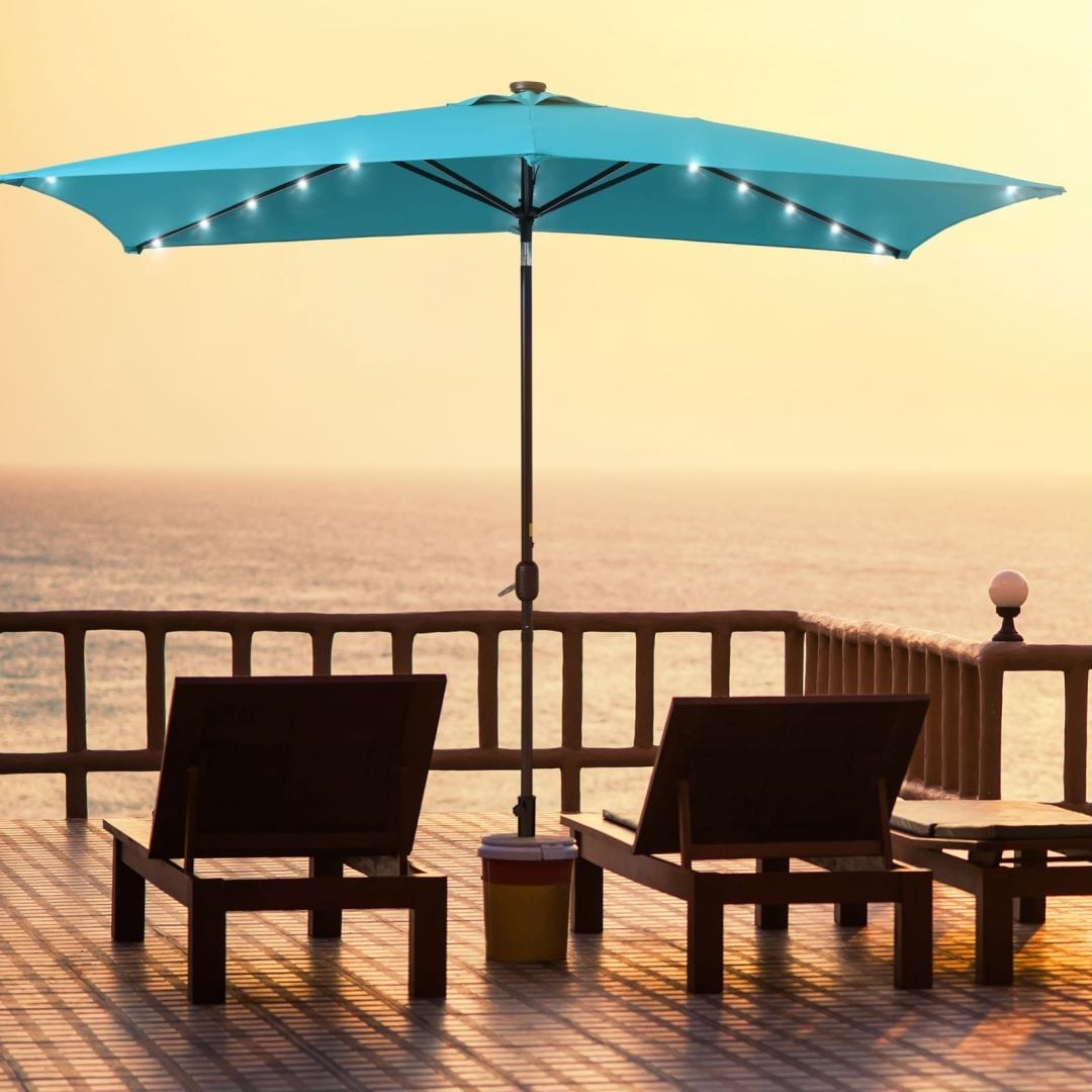 AOOLIMICS Outdoor Solar LED 10 x 6.5 Ft Patio Table Umbrellas