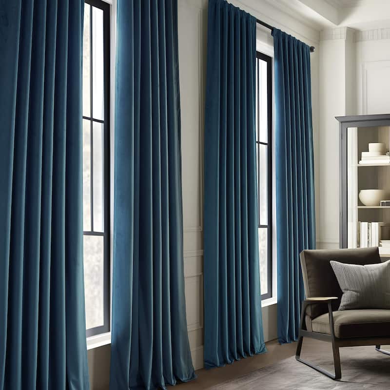 Exclusive Fabrics Basic Deluxe Velvet Room Darkening Curtain Pair - 2 Panels Window Curtains