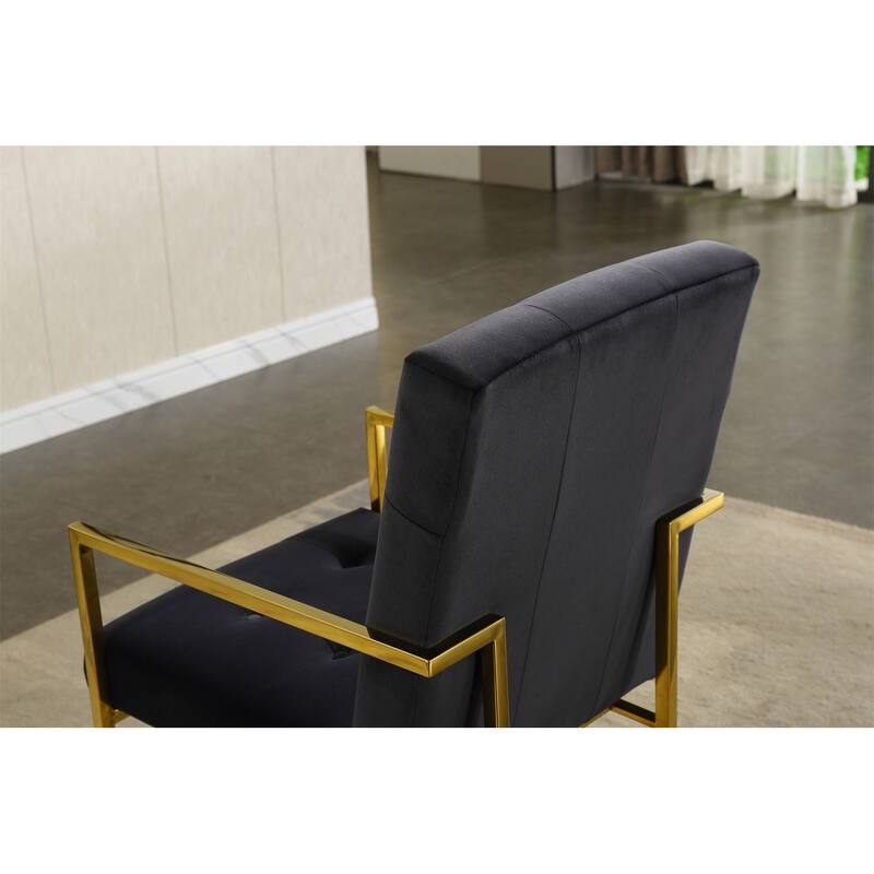 Velvet Dining Chair Tufted Design and Silver Finish Stainless Base