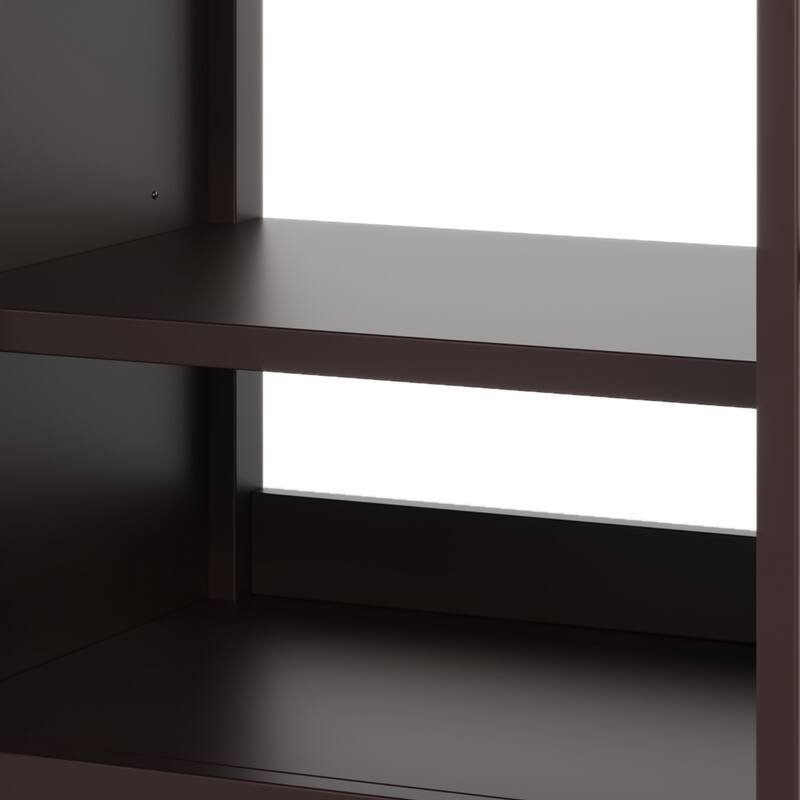 30" Storage Cabinet with Glass Doors, Bathroom Vanity with Ceramic Sink, Adjustable Shelf, Tip-Out Tray and Silver Metal Knobs