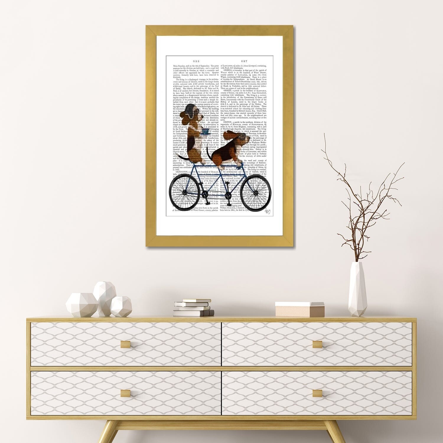 iCanvas "Basset Hound Tandem, Print BG" by Fab Funky - Overstock - 37440395