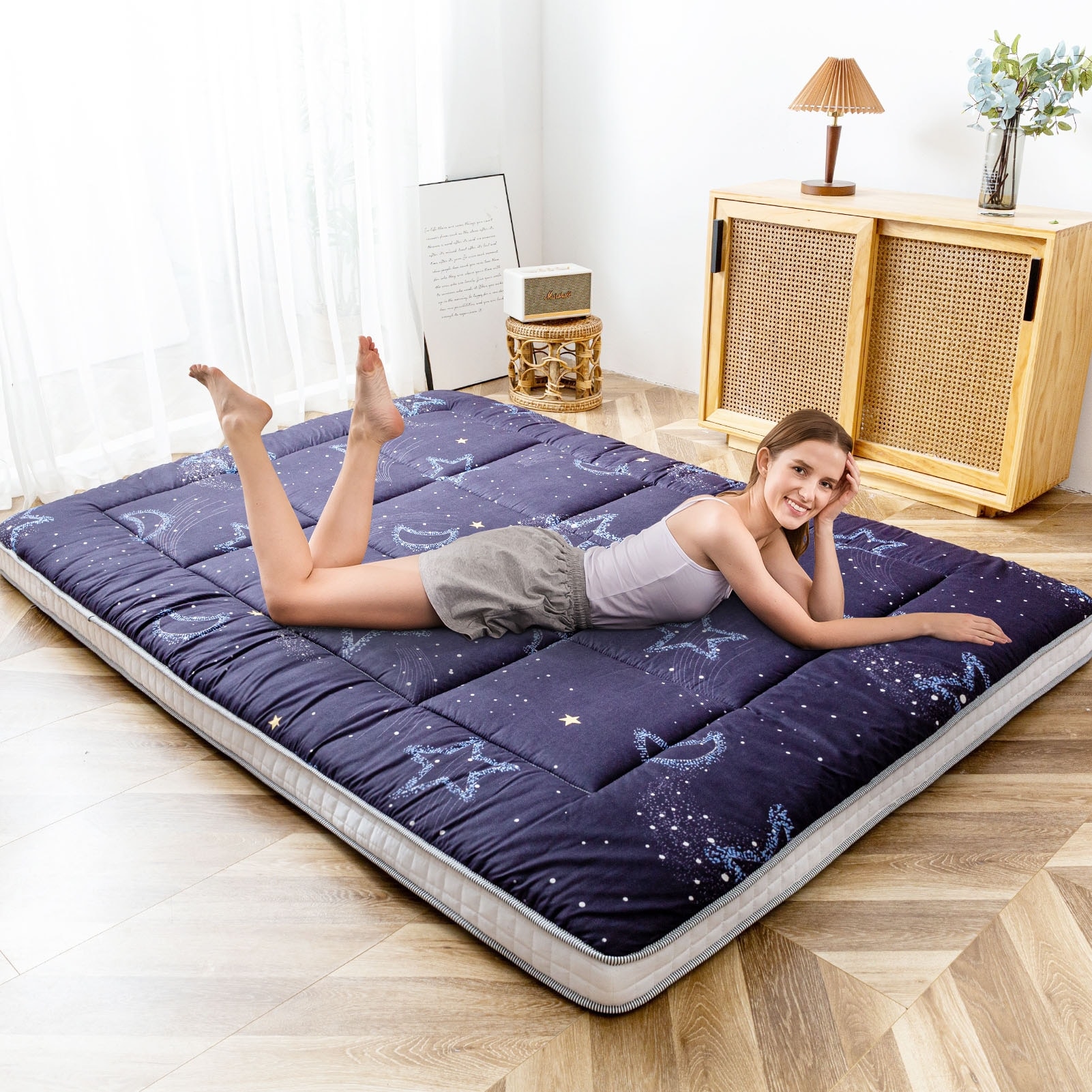 4 Thick Moon and Star Printed Padded Floor Futon Mattress On Sale Bed Bath Beyond 39076051