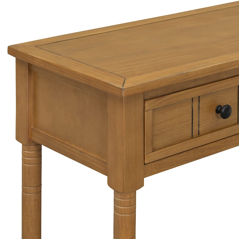 Traditional Design Console Table with Drawers and Shelf