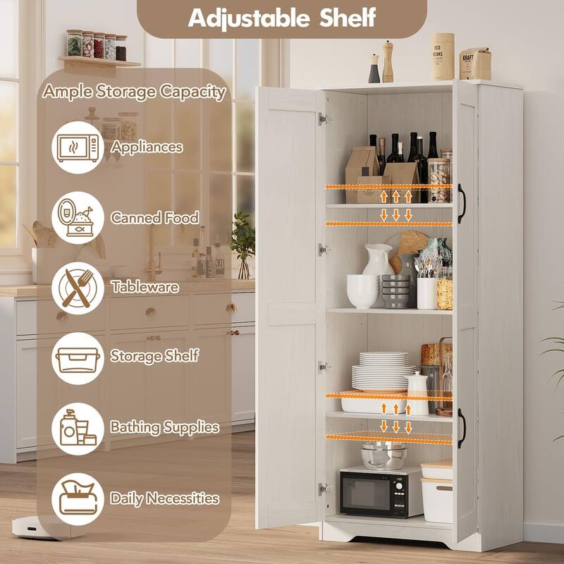 Kitchen Pantry Cabinet, Freestanding Black Pantry Storage Cabinet