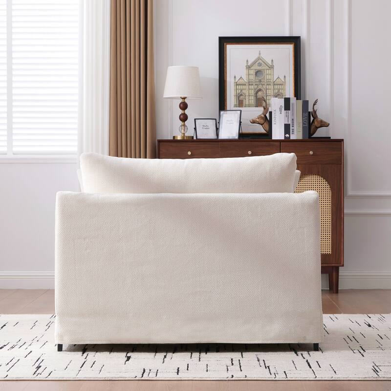 Modern Upholstered Farmhouse Performance Accent Chair , Reading Armchair Single Sofa with Two Bolster Pillows