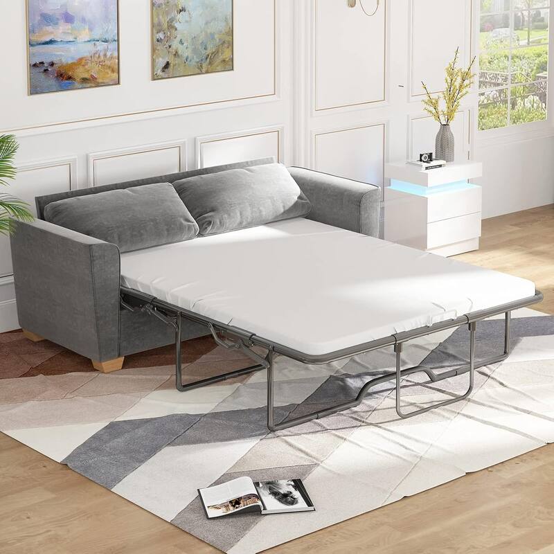 Mixoy Modern Pull Out Sofa Bed,Velvet Sleeper Loveseat Couch Bed