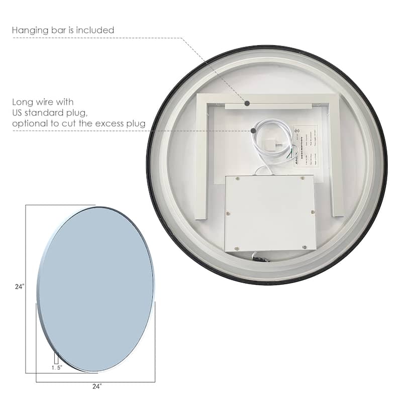 Altair Palme Round Framed Bathroom LED Lighted Wall Mirror
