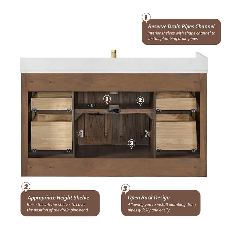 Jakarta Bath Vanity with Quartz Stone Top without Mirror