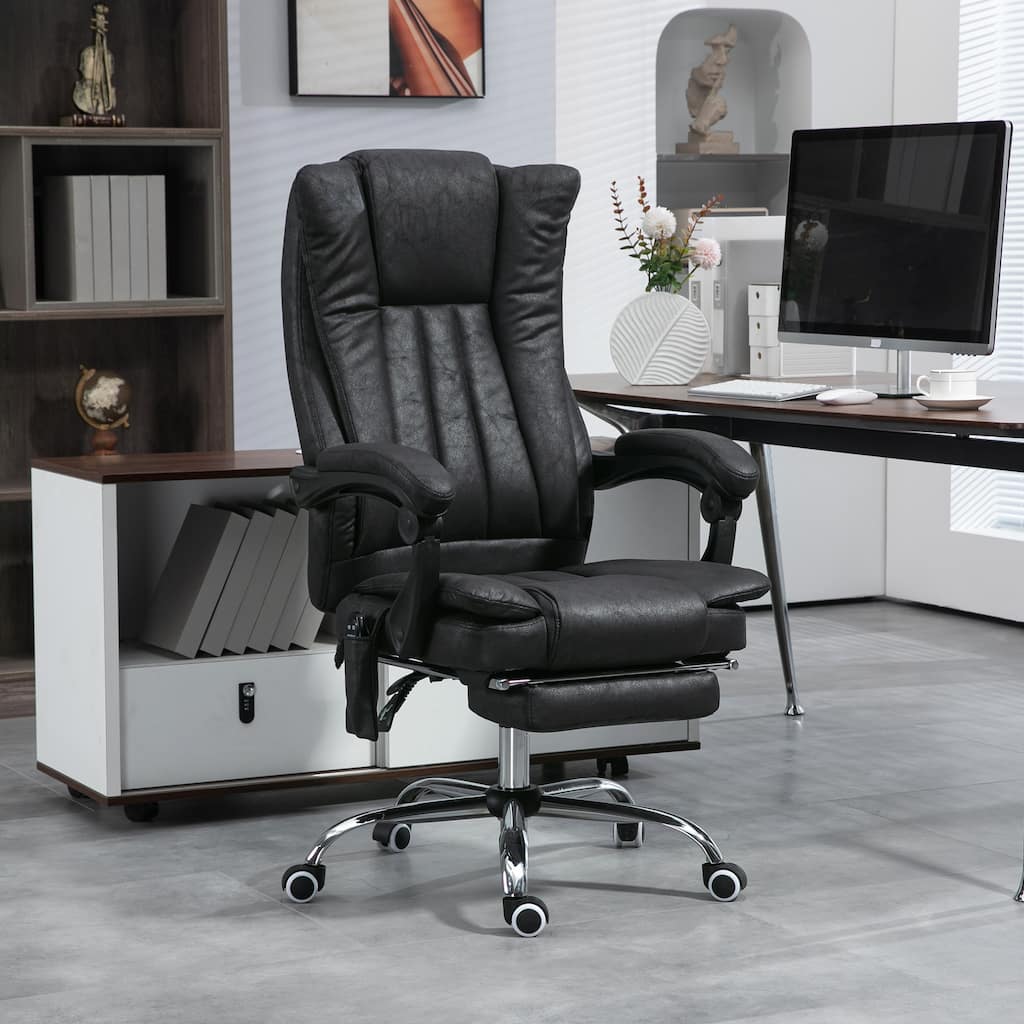 Heated Reclining Office Chair Massage Chair with Footrest, Computer Chair Executive Chair for Home Office