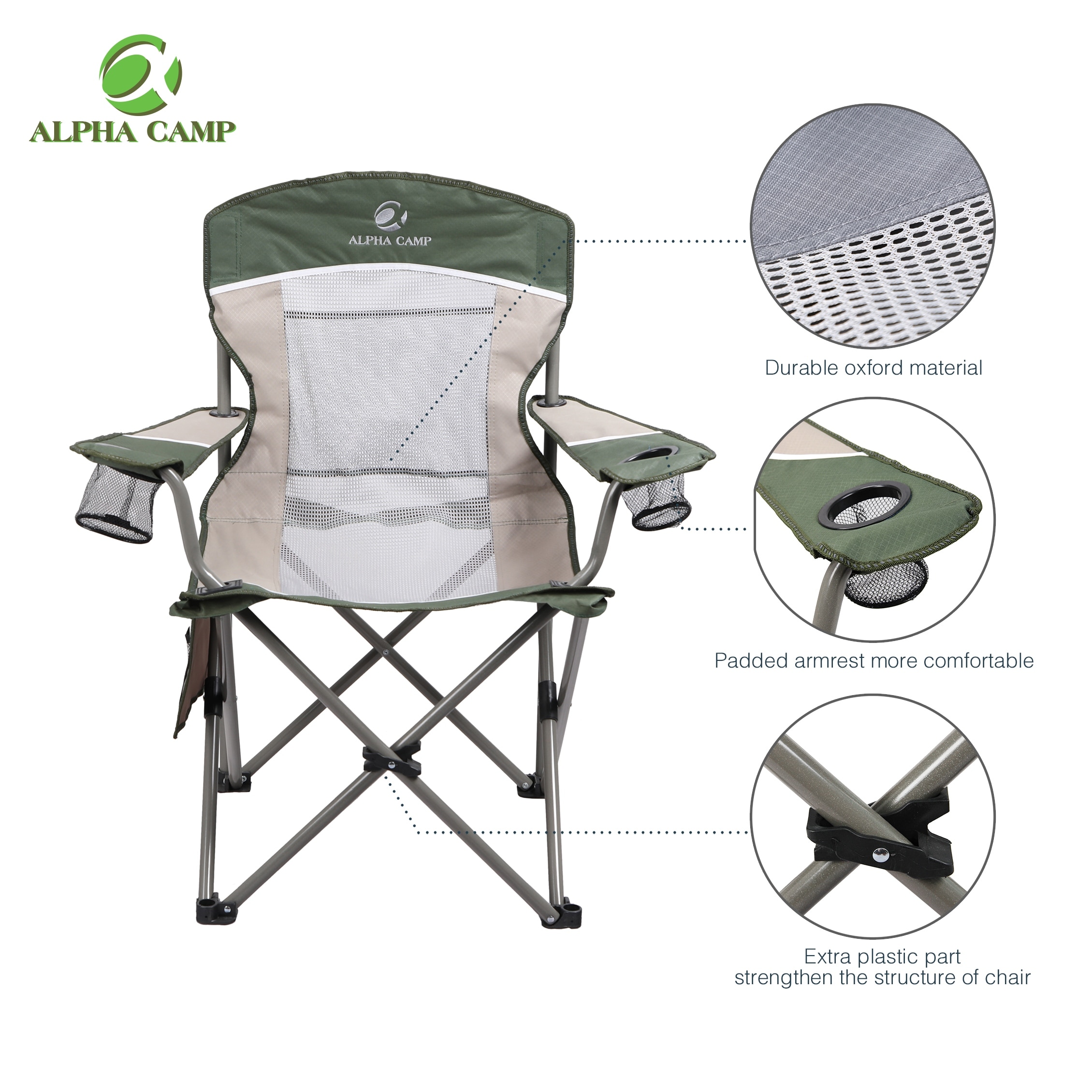 ALPHA CAMP Oversized Camping Director Chair Heavy Duty Frame Collapsib – Alpha  Camp Gear