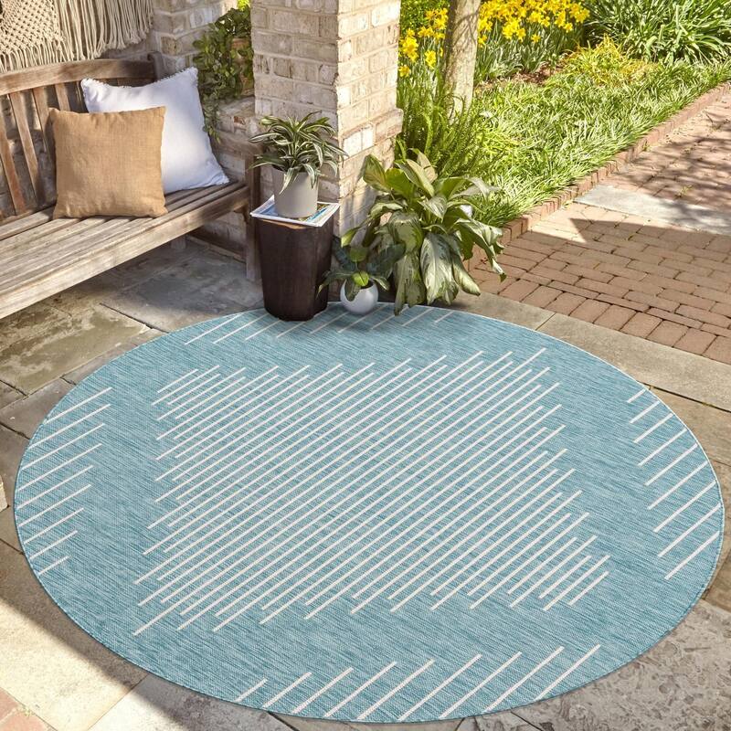 Outdoor Ucul Collection Area Rug - Light Aqua - 3'3" Round