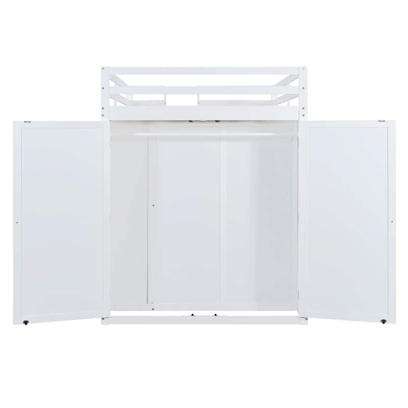 Roomfitters Full Size Loft Bed with Drawers, Shelves and Lighting