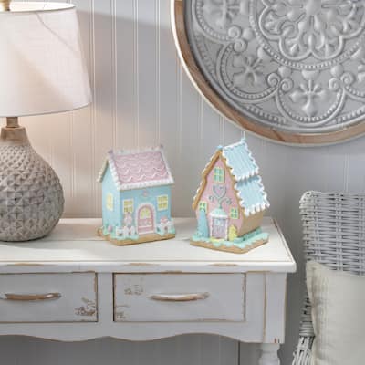 8-9" Resin Sugared Easter House Set of 2