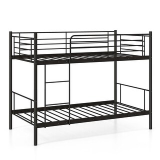 Costway Metal Twin Over Twin Bunk Bed with Built-in Ladder Safety