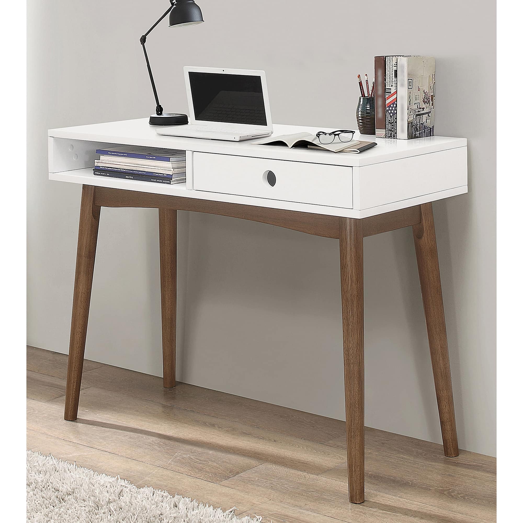 Pompano MidCentury Modern Computer Writing Office Desk with Storage