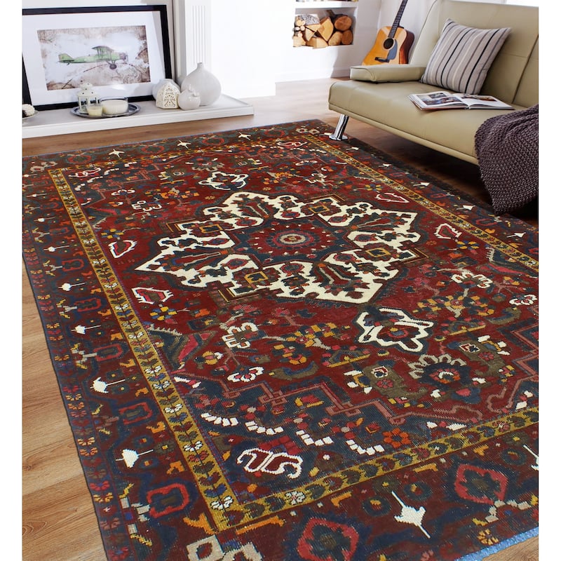 Vintage Distressed Maeve Red/Navy Rug - 6'8" x 10'0"