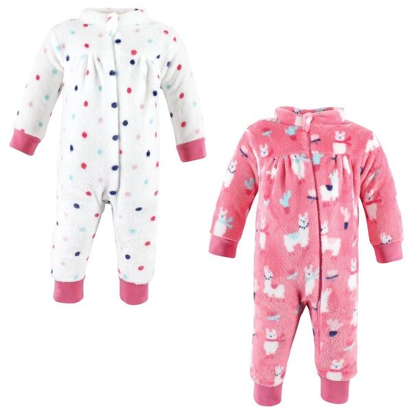 slide 1 of 1, Hudson Baby Infant Girl Plush Jumpsuits, Llama 0-3 Months - Llama