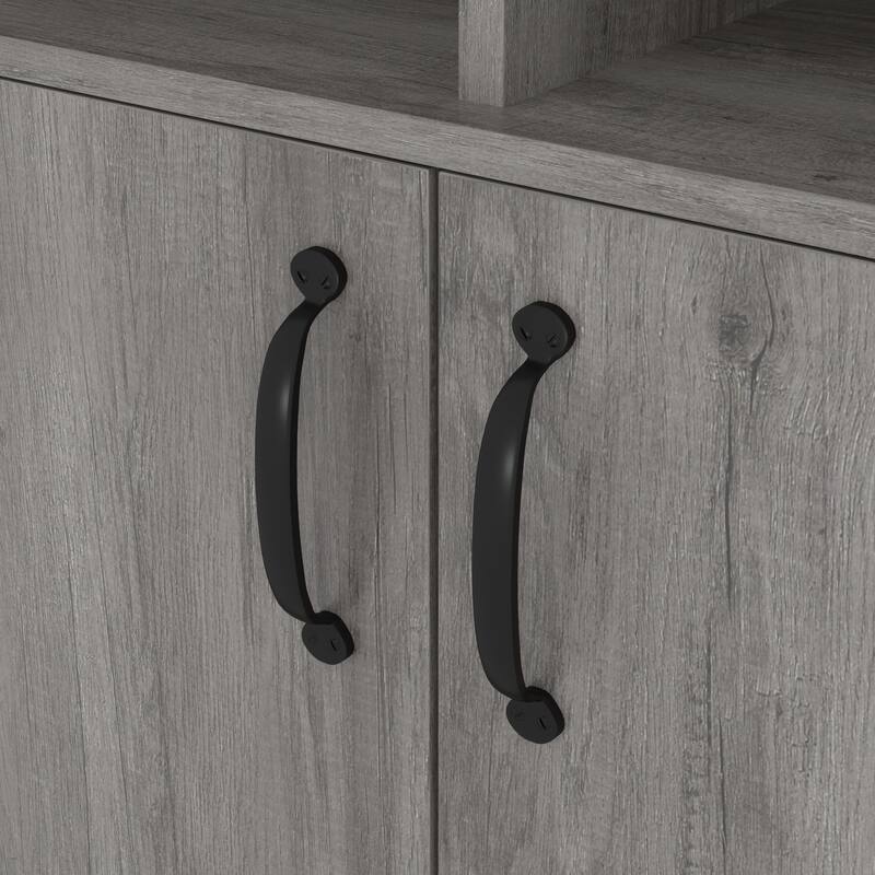DH BASIC Farmhouse Vintage Grey Oak 5-Shelf and 2-Drawer 2-Cabinet Bookcase by Denhour