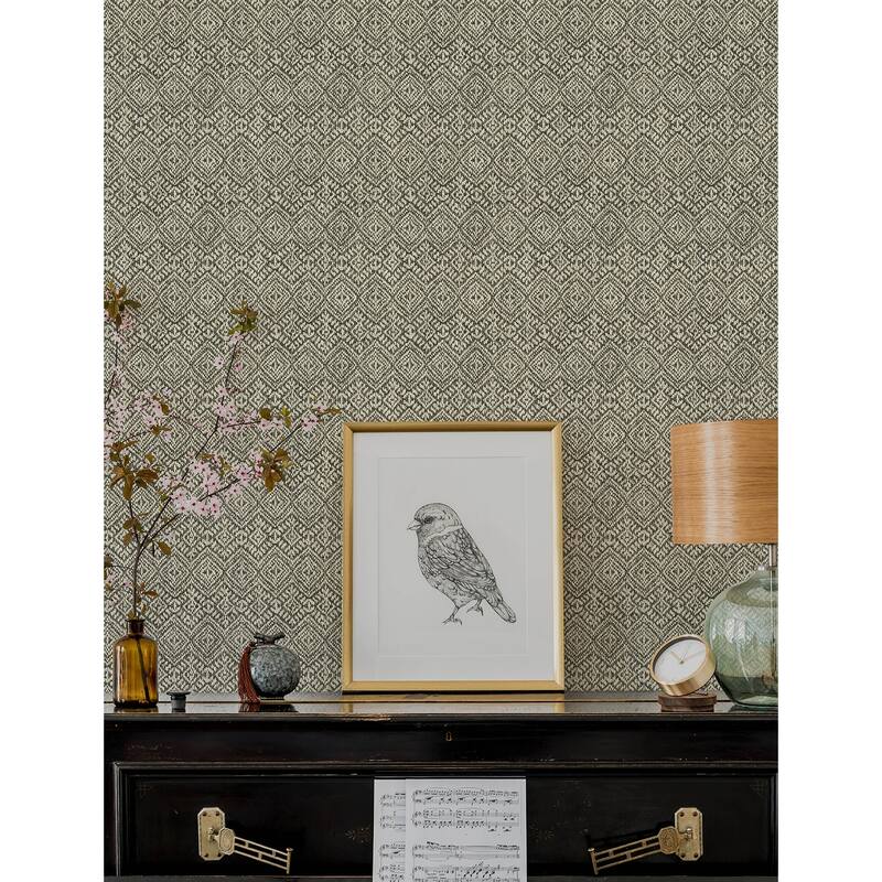 A-Street Prints Gallivant Black Woven Geometric Wallpaper