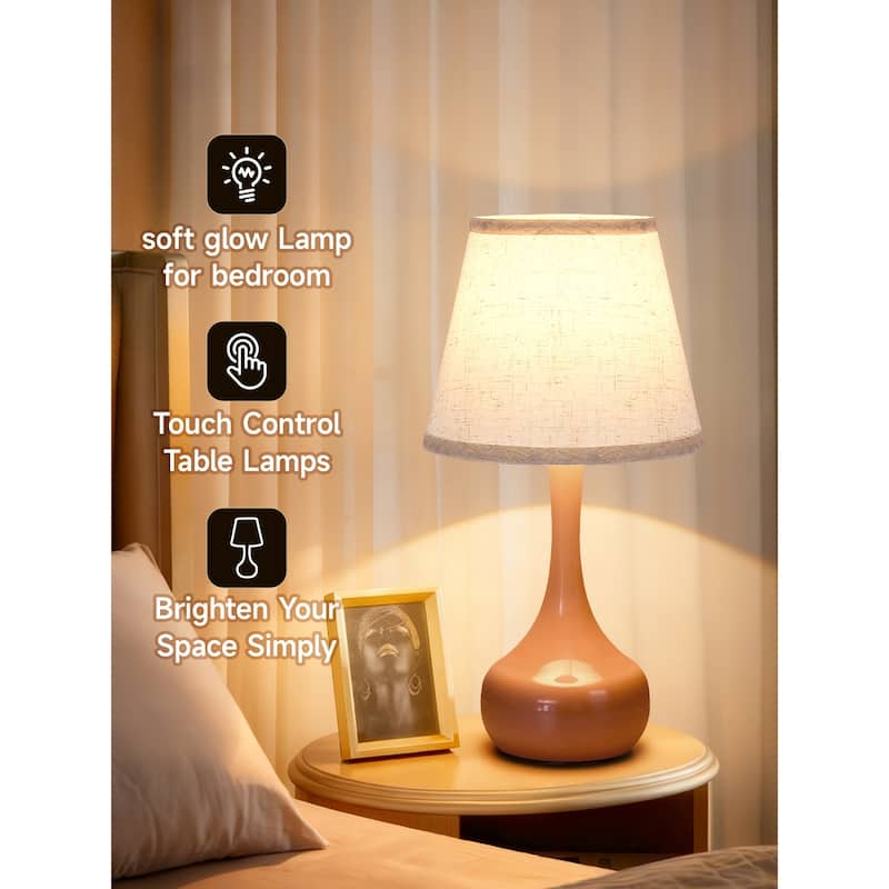 2-piece set of three level dimming small table lamp pink bedside lamp for children's rooms/living rooms (including LED bulbs)