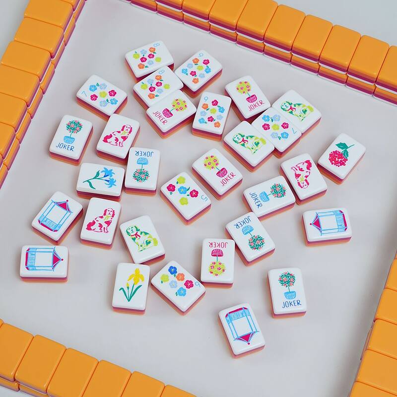 Sweet Jojo Designs American Mahjong Tile Set (160pc) 1.25in. Layered Acrylic with Paisley Travel Bag - Beautiful, Luxury Orange