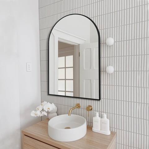 Modern Arched Metal Bathroom Vanities Mirror Accent Wall Mirror