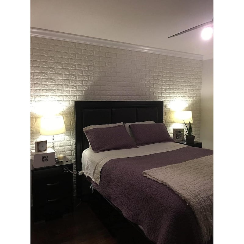 Art3d 20pcs 30.5"x27.5" White Self-adhesive Foam Faux Brick Wall Tiles Wall Sticker