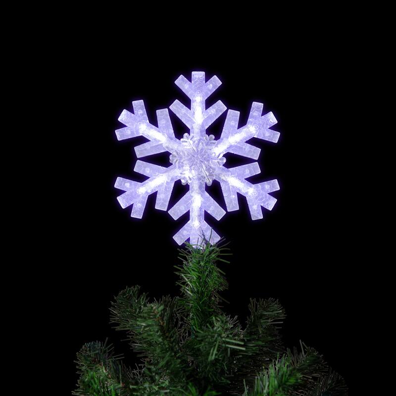 14.75" LED Clip-On Snowflake Christmas Tree Topper, White Lights