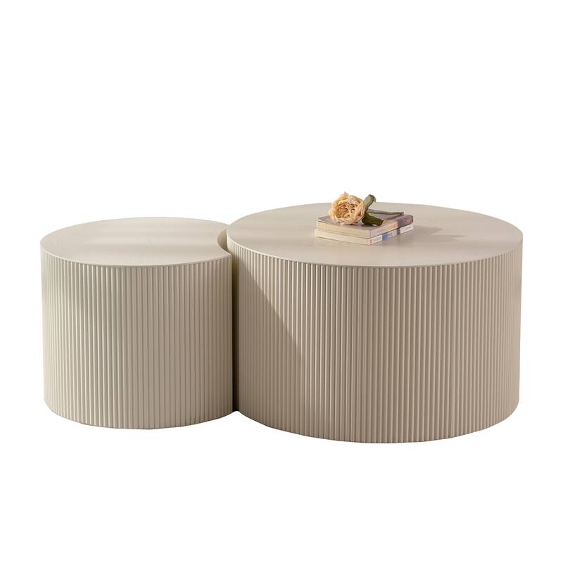 33.86" Modern Coffee Table with Solid‑Wood Relief & Gear Motif