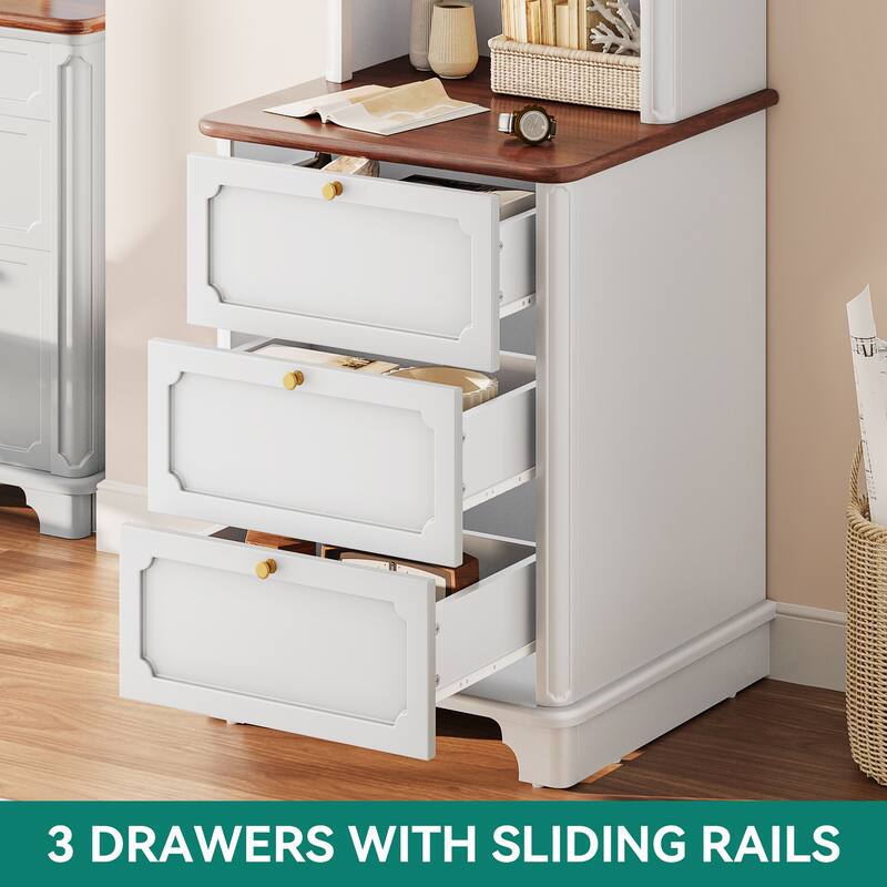 Moasis Farmhouse 71" Bookcase with 3 Drawers, 4 Tiers Open Shelves Bookshelf for Living Room