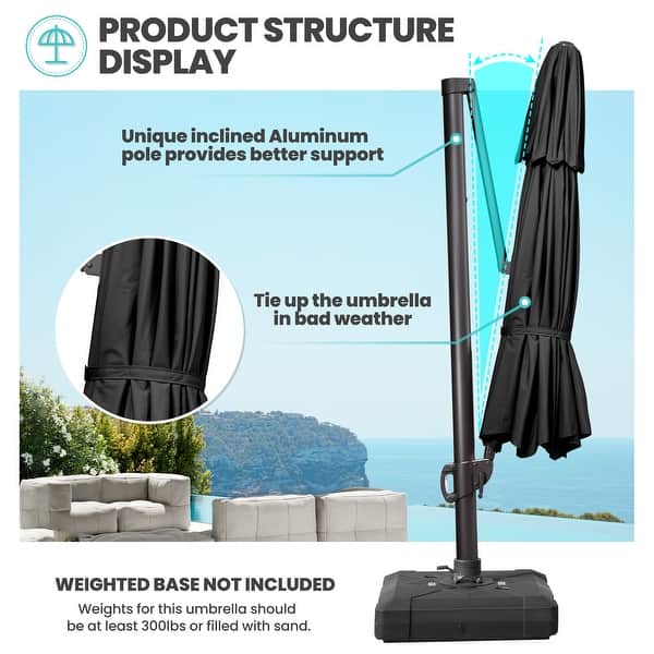 double top round deluxe patio umbrella PURPLE LEAF 13 Feet Offset Hanging Umbrella Outdoor Market Umbrella Garden Umbrella, Grey : Patio, Lawn & Garden crank system makes this offset umbrella easy to use 10 FT x 13 FT