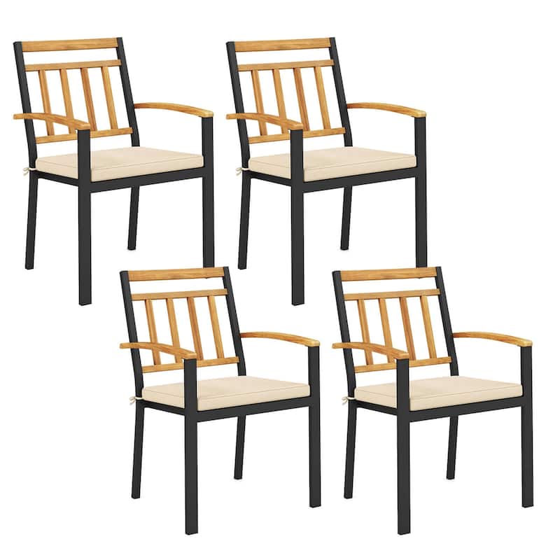 Costway Patio Dining Chairs Set of 2/4 Metal Outdoor Chairs with - 4 PCS