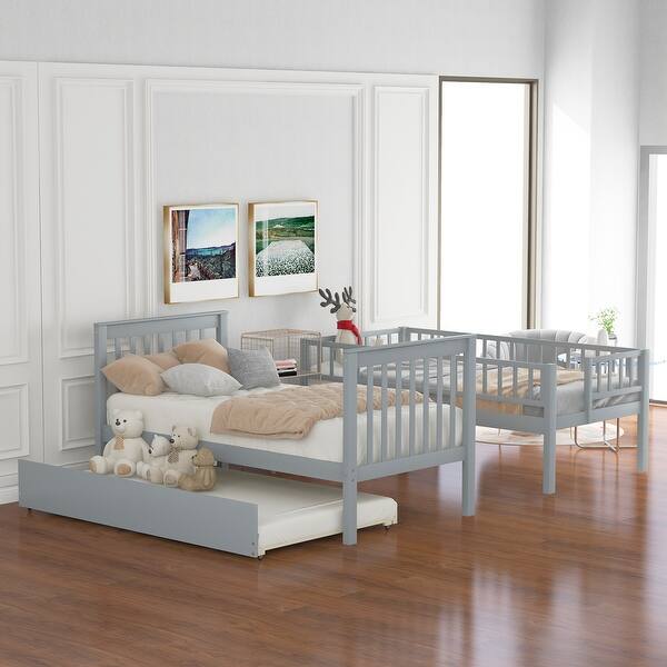 slide 2 of 25, Twin Over Twin Bunk Bed with Trundle & Storage - Great for Siblings