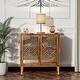 preview thumbnail 2 of 4, COZAYH Mirror Fronts Rustic Farmhouse Accent Cabinet with Geometric Overlays