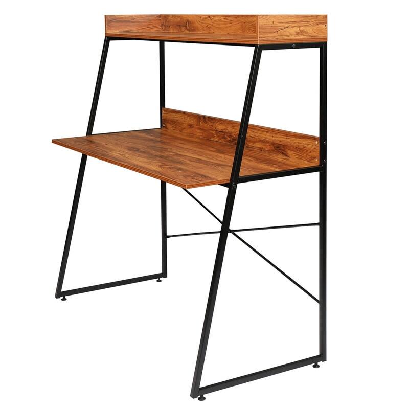 Vintage Color Particleboard Computer Desk With Shelf Layer