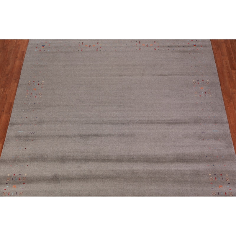 Tribal Gabbeh Indian Area Rug Hand-Knotted Living Room Wool Carpet - 9'2" x 11'11"