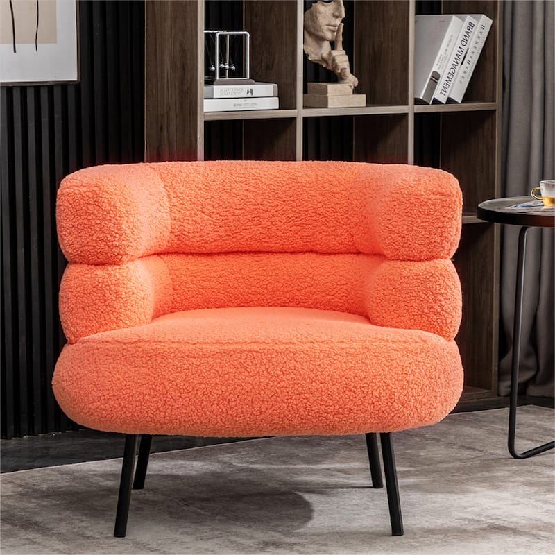 XINMICS Modern Accent Chair Upholstered Armchair for Living Room, Bedroom - Orange