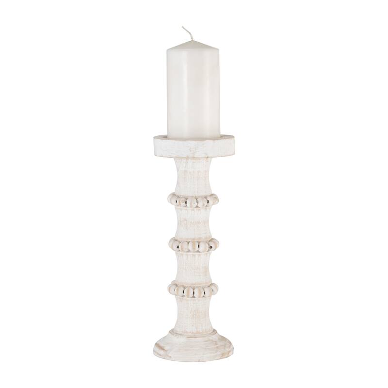 Sagebrook Home Artisanal Wood Pillar Candle Holders