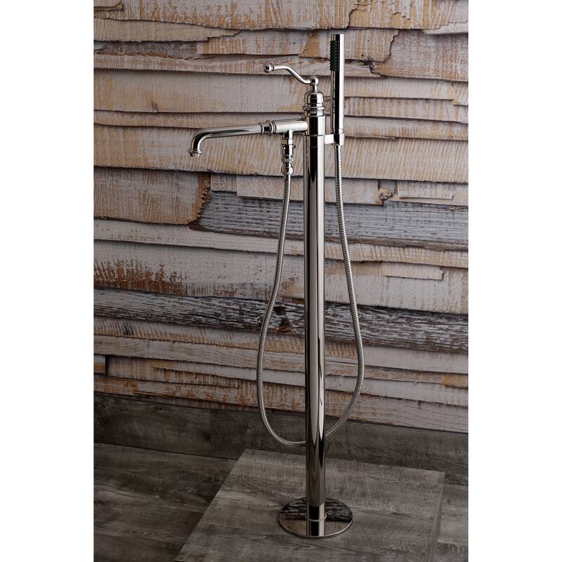 Kingston Brass English Country Freestanding Tub Faucet with Hand Shower - Polished Nickel