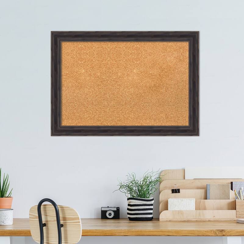 Rustic Pine Narrow Wood Framed Natural Corkboard Bulletin Board