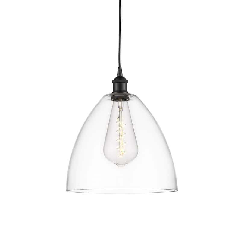 Innovations Lighting 616-1P-14-12 Edison Dome Pendant Edison Dome 12" - Matte Black / Clear