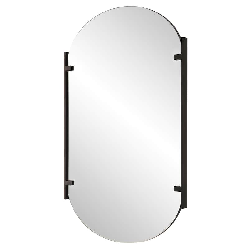 Porch & Den Frameless Wall Mirror with Satin Black Metal Holders