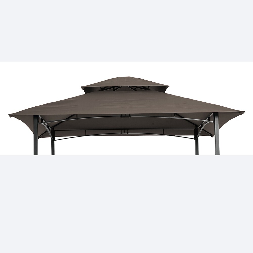Grill Gazebo Replacement Canopy,Double Tiered BBQ Tent Roof Top Cover - Beige