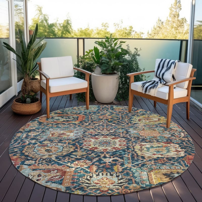 Machine Washable Indoor/ Outdoor Traditional Persian Chantille Rug