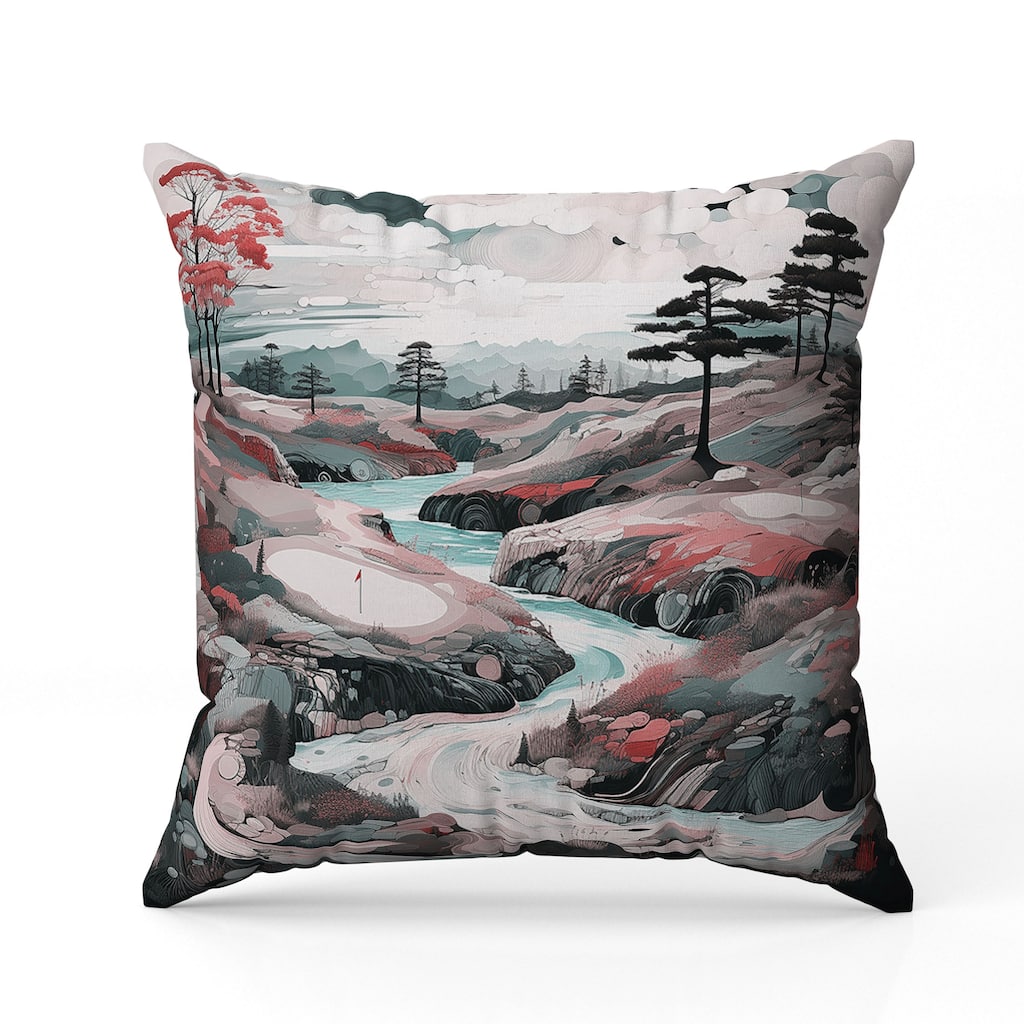 Mountain Vista Faux Suede Reversible Throw Pillow Pink and Green