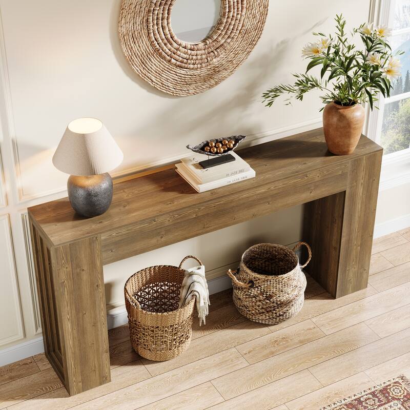 63 Inches Wooden Sofa Table with Storage for Entryway - 62.99" L x 11.81" W x 31.4" H
